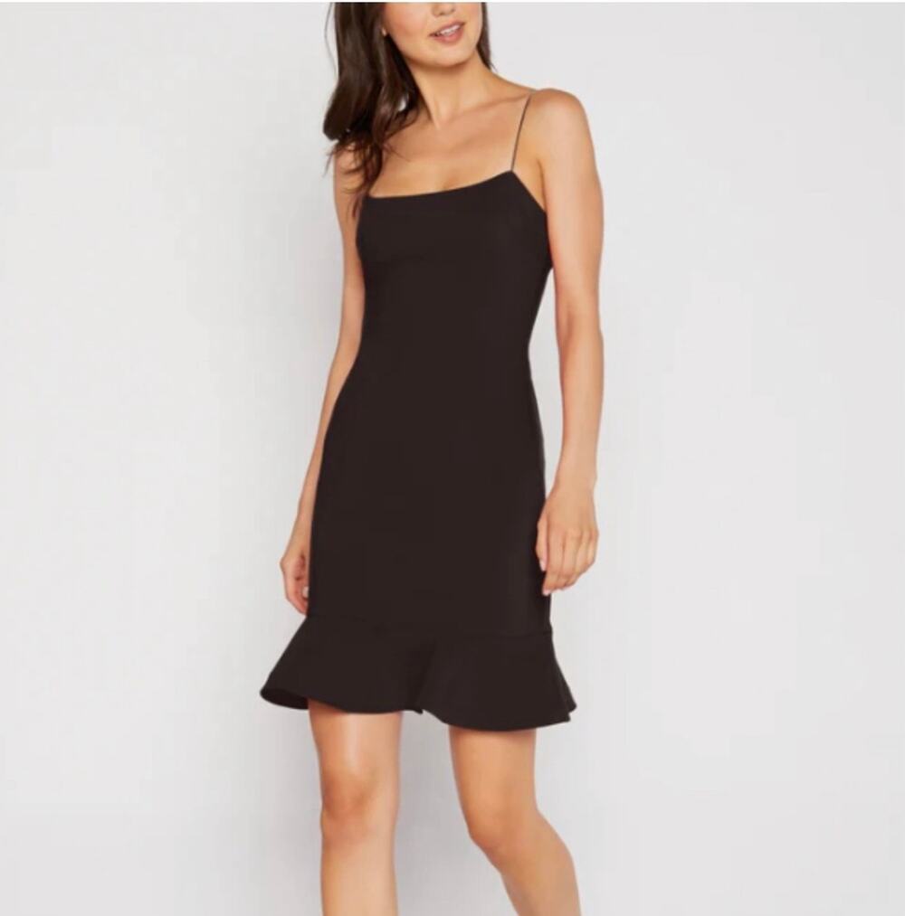 Likely Banks Dress Sz 12 Black Spaghetti Straps Peplum Hem Mini